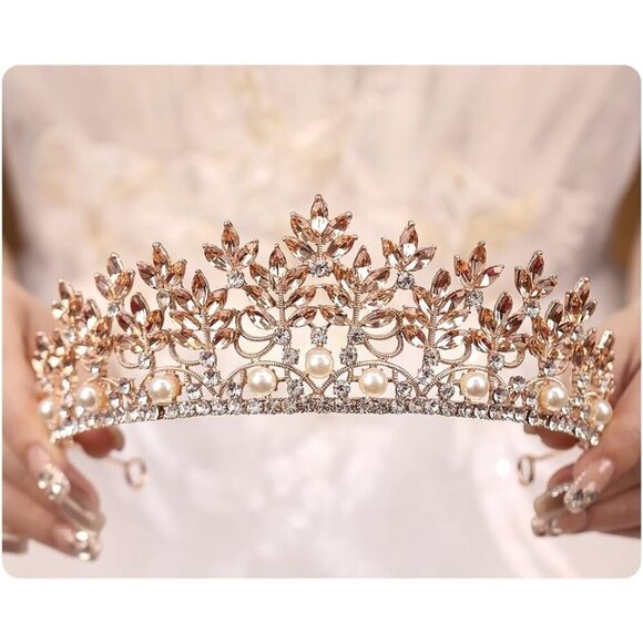 Silver Crystal Crown Tiara for Women Bridal Wedding Prom Pageant Party main image 6
